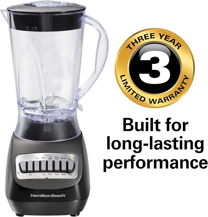 Hamilton Beach 56 Ounce 650W 10 Speed &amp Pulse Countertop Smoothie Blender Black