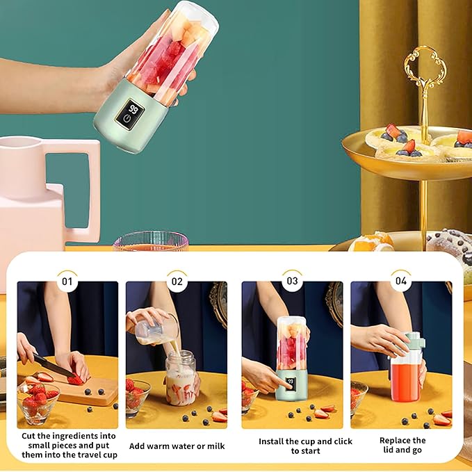 Portable Blender Mini Blendersmall blender for smoothies 12 Blades Perfect for Blending Small Convenient Multifunctional with Digital Touch Screen Suitable for Family Travel