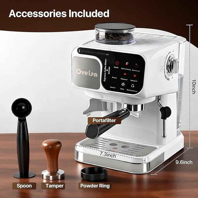 Espresso Machine Professional Home Espresso Maker Espresso Coffee Fast Heating for Cappuccino/Latte Coffee Machine for Home Office for Latte Cappuccino-White