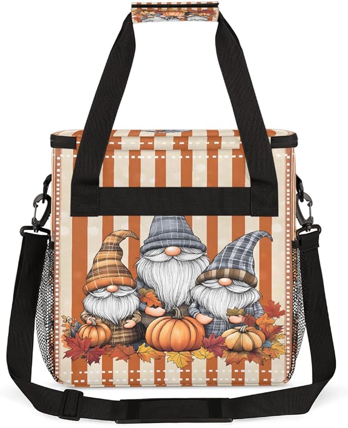 Dwarf Pumpkin Maple Leaf Coffee Maker Carring Bag Travel Carrying Storage Tote Bag Compatible with Keurig K-Mini or K-Mini Plus Portable Single Serve Coffee Brewer Case with Pockets for K-cup Pods