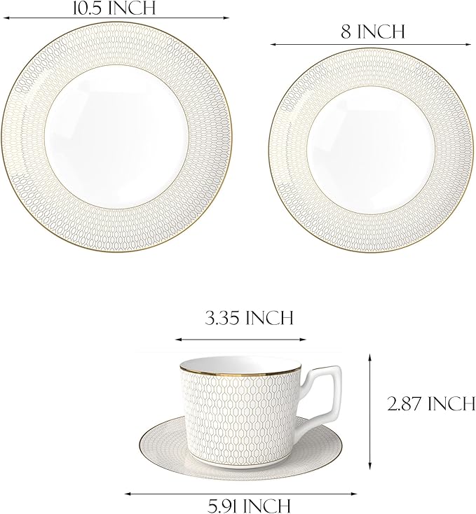 gold trim dinnerware set service for 4 16 pieces porcelain dishes set ceramic plate sets for dinner party anniversary brunch banquet