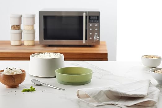 Lékué Microwave Rice Grain &amp Quinoa Cooker Set | 4.2 Cups | Non-Electric Pot for Making Cereals Rice or Grains at Home | All in One Set - Cook Drain &amp Serve with 1 Pot | Dishwasher Safe