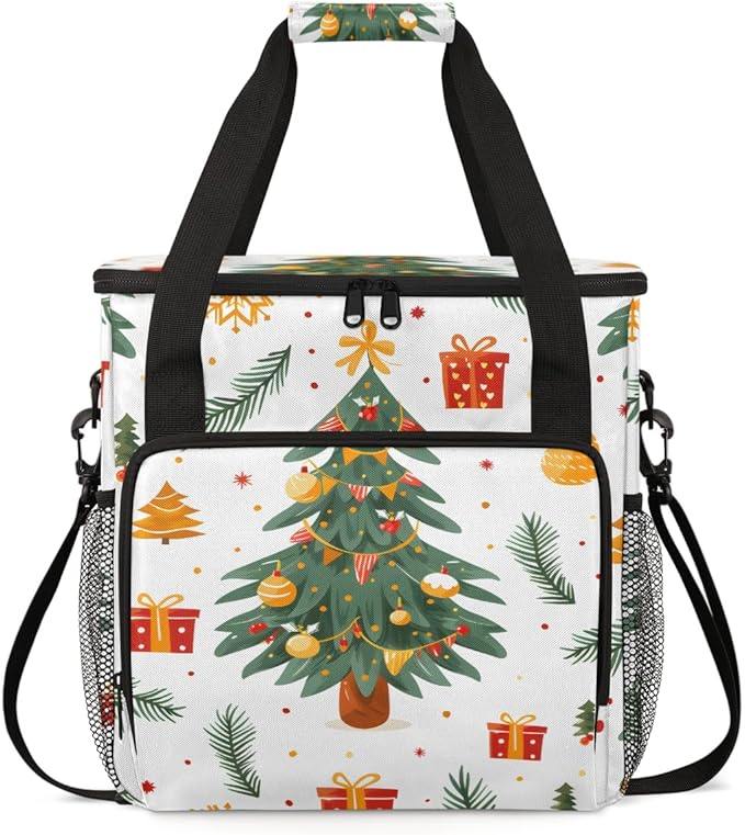 Glitter Tree Coffee Maker Carrying Bag Christmas Gift Travel Storage Bag Compatible with K-Mini or K-Mini Plus Single Serve Coffee Brewer Carrying Case with Multiple Pockets &amp Shoulder Strap