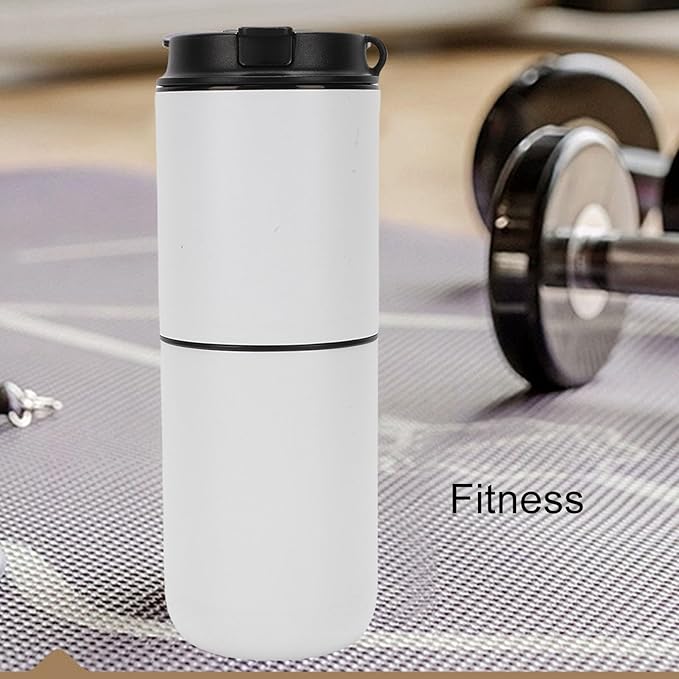 Pssopp Electric Coffee Maker with Mill 350ML Coffee Cup Cordless Rechargeable Grinding and Boiling Integrated Protable for Outdoor (White)