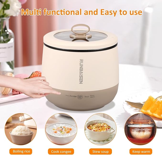 1.6 L Small Electric Rice Cooker Mini Rice Cooker 450 W 220 V Nonslip Rice Maker 36 Minutes Fast Cooking Rice Cooker and Warmer Over Heating Boil Dry Protection for Cooking Rice Porridge