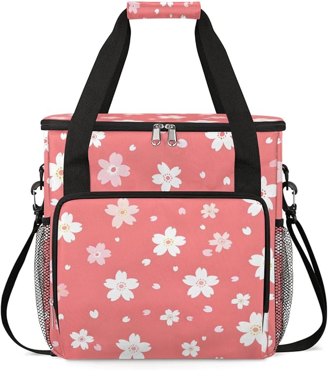 Coffee Maker Carrying Bag Pink Flower Single Cup Coffee Maker Travel Bag Compatible with Keurig K-Mini or K-Mini Plus Portable Storage Bag with Shoulder StrapAZ-213