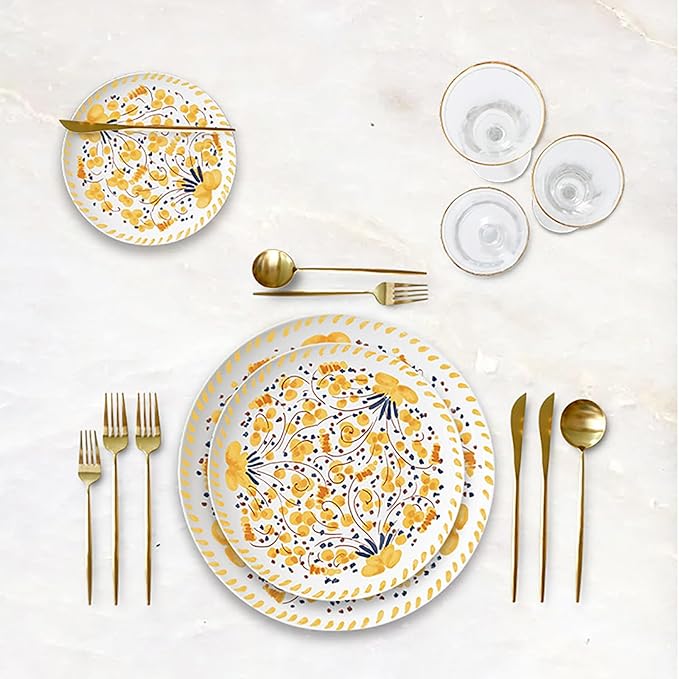 bone china dinnerware set tableware set round plates 24-piece dish set for 6 dinner plate set cups and plates sets for kitchen kitchen dishes set for housewarmingpartydinner