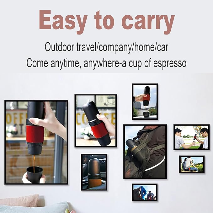 Portable Espresso Maker 15 ATM High Pressure Extract USB Rechargeable 2000mAh Compact and Portable Outdoor Travel/Home/Car Red &amp Black