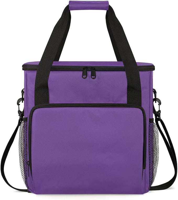Dark Purple Coffee Maker Carrying Bag Waterproof Insulated Leakproof Cooler Bag Portable Storage Tote Bag Organizer With Shoulder Strap