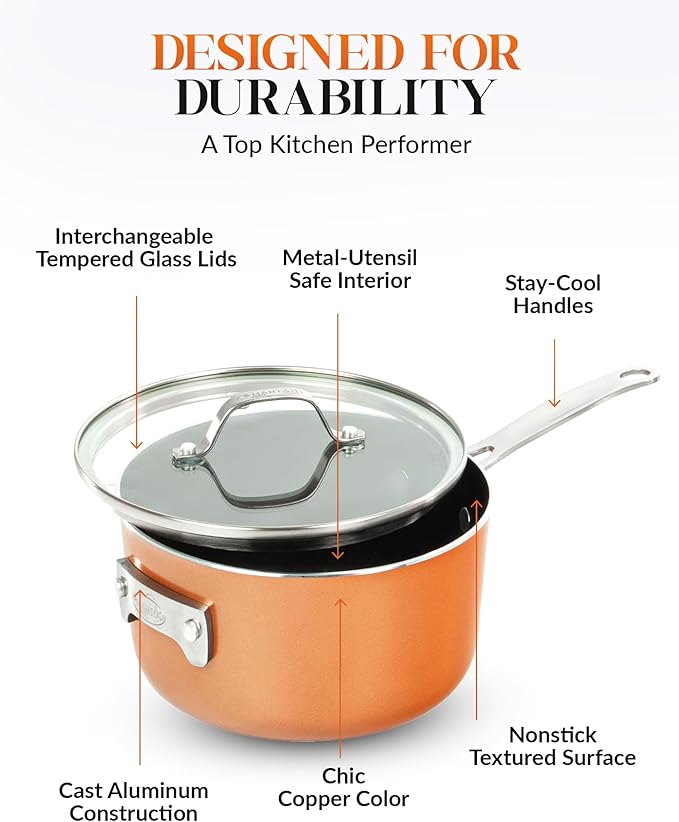 Gotham Steel Stackmaster Pots &amp Pans Set – Stackable 10 Piece Cookware Set Saves 30% Space Ultra Nonstick Cast Texture Coating Includes Fry Pans Saucepans Stock Pots and More – Dishwasher Saf
