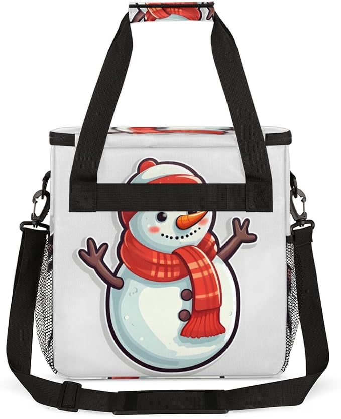 Xmas Snowman Coffee Maker Carrying Bag Cute Snowman Travel Storage Bag Compatible with K-Mini or K-Mini Plus Single Serve Coffee Brewer Carrying Case with Multiple Pockets &amp Shoulder Strap