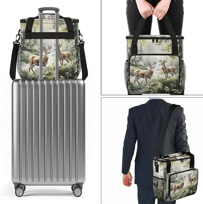 Abstract Elk Coffee Maker Carrying Bag Forest Elk Travel Storage Bag Compatible with K-Mini or K-Mini Plus Single Serve Coffee Brewer Carrying Case with Multiple Pockets &amp Shoulder Strap