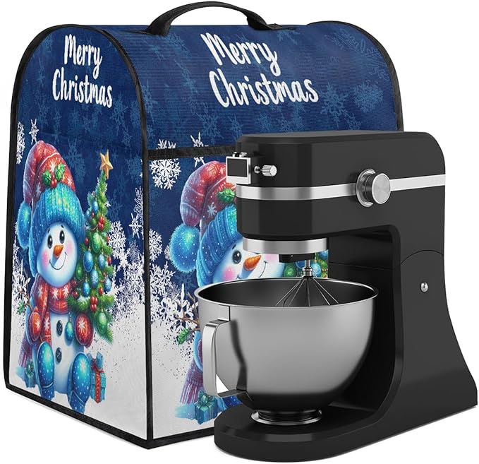 cfpolar Kitchen Aid Mixer Cover Compatible with 6-8 Quarts Christmas Tree Cute Snowman Stand Mixer Cover Kitchen Aid Mixers Accessories Appliance Organizer Bag Dust Covers with Zipper Pocket
