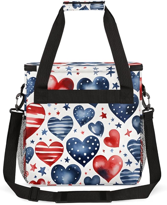 Heartbeat of Freedom 4th of July Coffee Maker Carrying Bag Travel Storage Bag Compatible with K-Mini or K-Mini Plus Single Serve Coffee Brewer Carrying Case with Multiple Pockets &amp Shoulder Stra