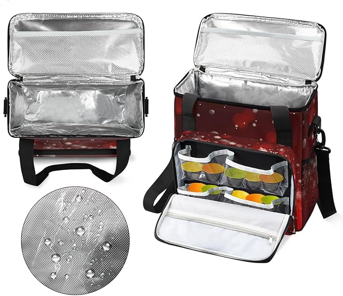Xmas Snowflakes Coffee Maker Carrying Bag Portable Travel Storage Tote Bag Compatible with K-Mini or K-Mini Plus Single Serve Coffee Brewer Carrying Case with Multiple Pockets &amp Shoulder Strap