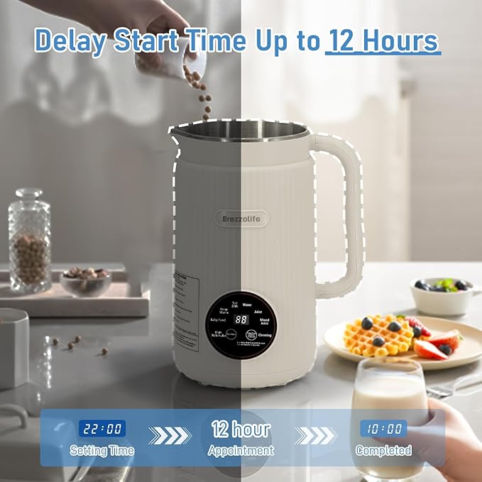 Nut Milk Maker40oz Large Capacity Stainless Steel Automatic Soy Milk Machine for HomemadeOatPlant-Based Milk and Non-Dairy Beverages Almond Cow Milk Machine with Delay StartSelf Cleaning (White)