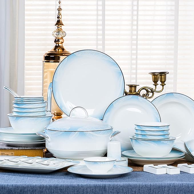 Bone China Dinner Sets Nordic Creative Phnom Penh Combination Ceramic Tableware Suit Suitable for Gifts Wedding Hotel 58 Piece