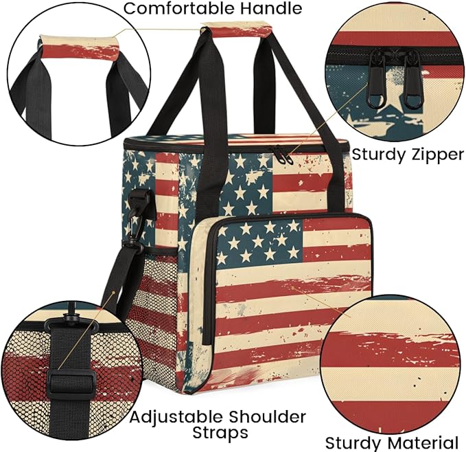4th of JulyThirteen stripes Coffee Maker Carrying Bag Travel Storage Bag Compatible with K-Mini or K-Mini Plus Single Serve Coffee Brewer Carrying Case with Multiple Pockets &amp Shoulder Strap