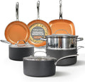 Gotham Steel 12 Pc Ceramic Cookware Set Nonstick Ceramic Pots and Pans Set Non Stick with Steamer for Cooking Non Toxic PFOA PFOS Free Ergonomic Stay Cool Handles Oven &amp Dishwasher Safe Coppe