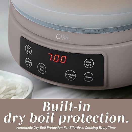 COOK WITH COLOR 3L Glass Mini Low Carb Rice Cooker – Holds 2 Cups Raw/Makes 6 Cups Cooked with Auto Lift Filter Basket Hotpot &amp Steamer for Rice Grains Digital Panel with Keep Warm Goat/Mink