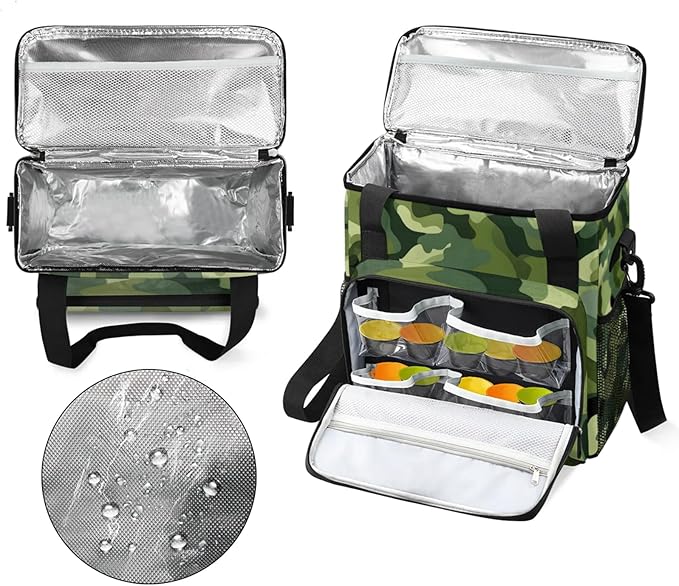 Green Camo Coffee Maker Travel Bag for Keurig K-Mini/K-Mini Plus Insulated Waterproof Tote with Pockets for K-Cup Portable Single-Serve Brewer Case