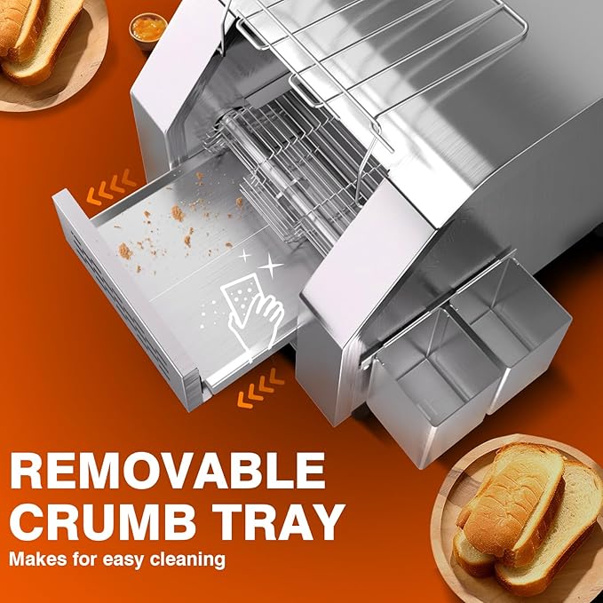 PYY Commercial Conveyor Toaster 150 Slices/Hour - Electric Conveyor Belt Toaster for Toast Bun Bagel Bread Heavy Duty Stainless Steel Toaster Oven for Restaurant Bakery Buffet Use