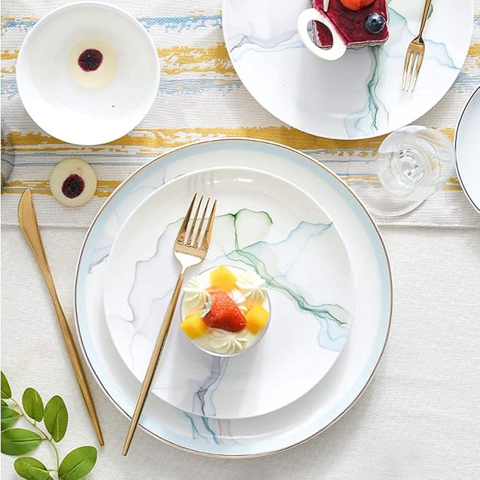56 Pieces Bone China Dinnerware Set Simple Nordic Style Dinner Set China Tableware Set Dishes Bowls And Plates For 6-10 People