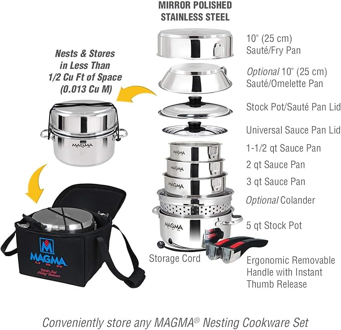 MAGMA A10-364 Padded Storage Case | Protective Carry Bag Nesting Cookware Sets | Ideal for Boat RV Camping &amp Home Organization