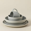 Casafina Ceramic Stoneware 5-Piece Place Setting Service for 1 - Pacifica Collection Oyster Grey | Microwave &amp Dishwasher Safe Dinnerware Set | Food Safe Glazing | Restaurant Quality Tableware