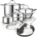 Cooks Standard Stainless Steel Kitchen Cookware Sets 10-Piece Multi-Ply Full Clad Pots and Pans Cooking Set with Fry Pan Dishwasher Safe Oven Safe 500°F