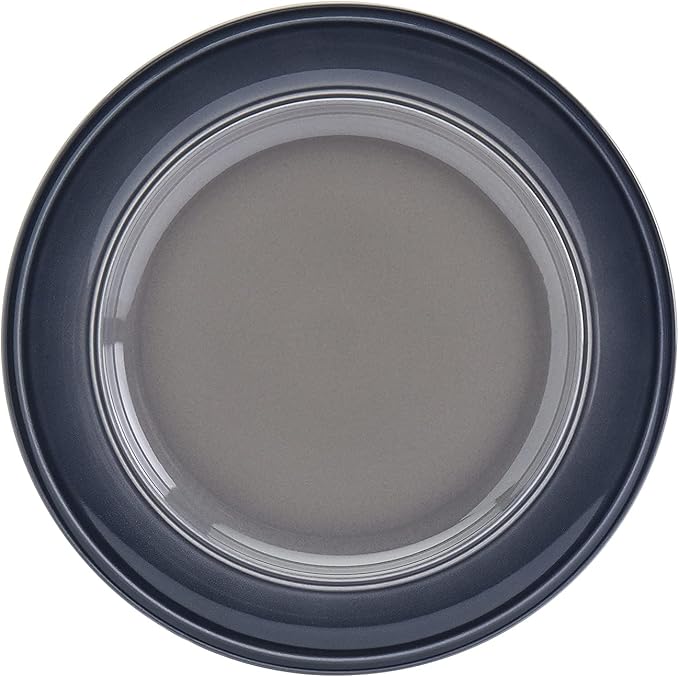 Mason Craft &amp More Festival Dinnerware Collection- Round Durable Stoneware Bold Colorful Ombre Glaze Plates Bowls 12 Piece Festival Dinnerware Set in Shadow Grey