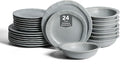 Stone Lain Oasis Stoneware 24 Piece Dinnerware Set Home Kitchen Dish Set with Dinner Plates Salad Plates &amp Bowls - Service for 8 Grey Blue