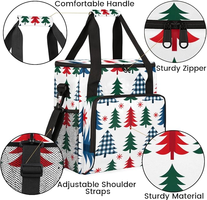 Abstract Tree Christmas Coffee Maker Carrying Bag Travel Storage Bag Compatible with K-Mini or K-Mini Plus Single Serve Coffee Brewer Carrying Case with Multiple Pockets &amp Shoulder Strap