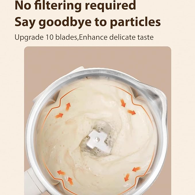Decdeal Soybean Milk Maker Programmable Blender with Digital Display 12 Stainless Steel Blades Auto Cleaning 8H Keep Warm Function for Almond Milk Soy Juices (White)