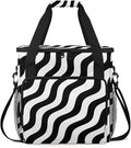 Wavy Line Coffee Maker Travel Bag for Keurig K-Mini/K-Mini Plus Insulated Waterproof Tote with Pockets for K-Cup Portable Single-Serve Brewer Case