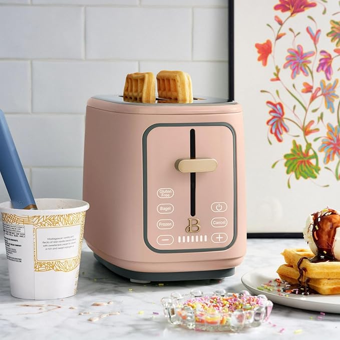 Smart Kitchen Toaster with Touch Interface and Preset Modes Advanced Two-Slice Toaster with Wide Slots and 7 Browning Levels (Rose)