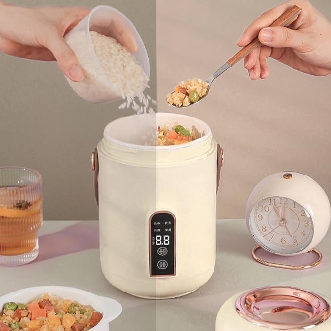 Portable Electric StewpotMultifunction Efficient Heating Mini Rice Cooker for Soup Porridge for Home Kitchen Office (Beige) BTSEURY2z04v7kcsh-12