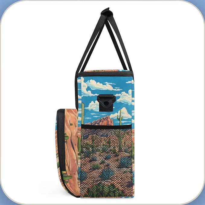 Cactus Tropical Coffee Maker Travel Bag for Keurig K-Mini/K-Mini Plus Insulated Waterproof Tote with Pockets for K-Cup Portable Single-Serve Brewer Case