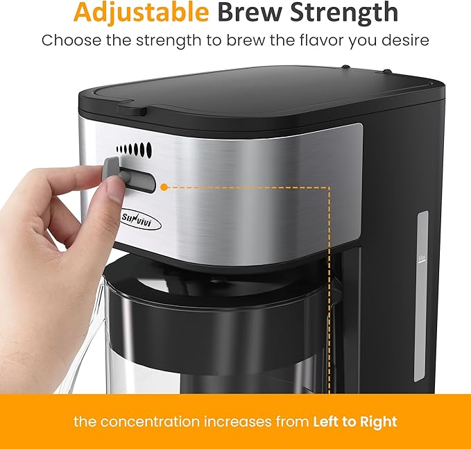 SUNVIVI Iced Tea Maker and Iced Coffee Maker 3-in-1 Coffee and Tea Machine Brewing System with 2.5 Quart Pitcher Strength Selector Perfect For Tea Coffee Lattes Lemonade