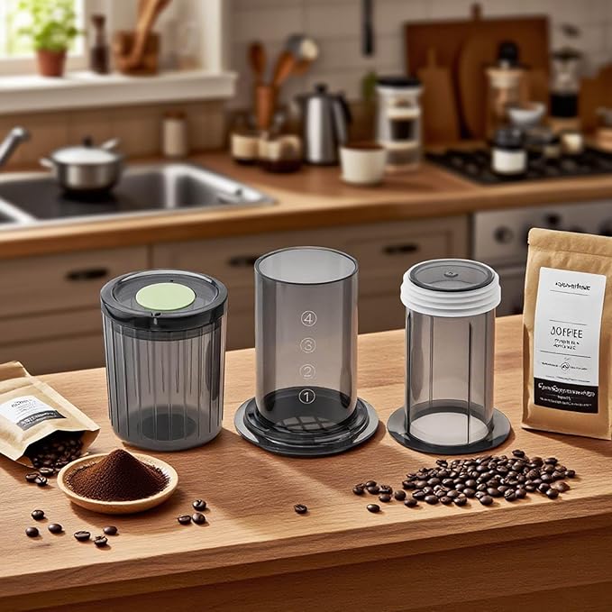 Portable Coffee Maker for Camping &amp Travel Aeropress Coffee Maker Manual Espresso Machine Coffee Press – 3 In 1 Brew Method Combines French Press Espresso Full Bodied Coffee Without Grit