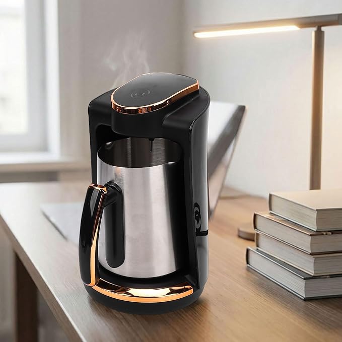 Yosoo Single Cup Turkish Coffee Machine 550W Design Compact Portable Turkish Coffee Maker with 250ML Capacity Intense Flavor Quick Heating for Home Office Traveling Camping (US Plug 110V)