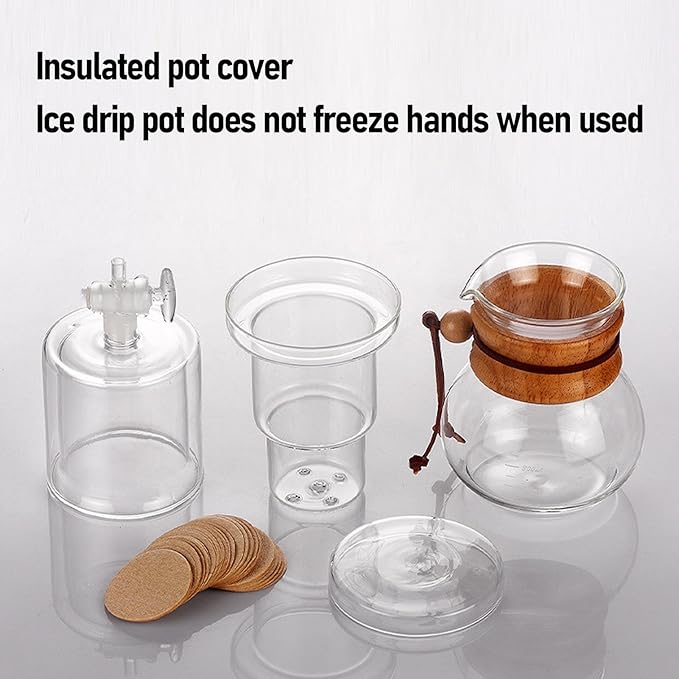 Yosoo Health Gear Cold Brew Coffee Maker 400ml - Clear Glass Ice Drip Coffee Set with Adjustable Water Flow for Household &amp Tea Room