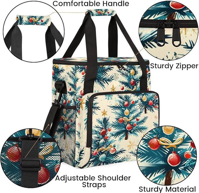 Christmas Tree Xmas Coffee Maker Carrying Bag Portable Travel Storage Tote Bag Compatible with K-Mini or K-Mini Plus Single Serve Coffee Brewer Carrying Case with Multiple Pockets &amp Shoulder Str