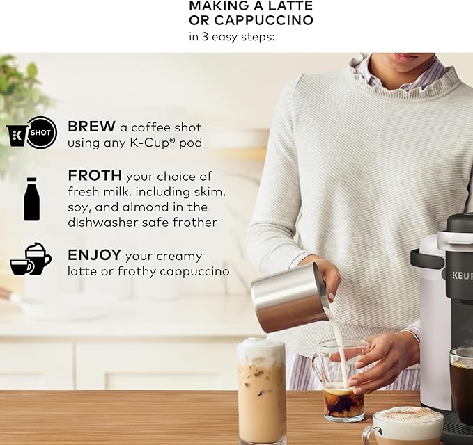 Keurig K-Cafe Single-Serve K-Cup Coffee Maker Latte Maker and Cappuccino Maker Comes with Dishwasher Safe Milk Frother Coffee Shot Capability Compatible with all Keurig K-Cup Pods Dark Charcoal