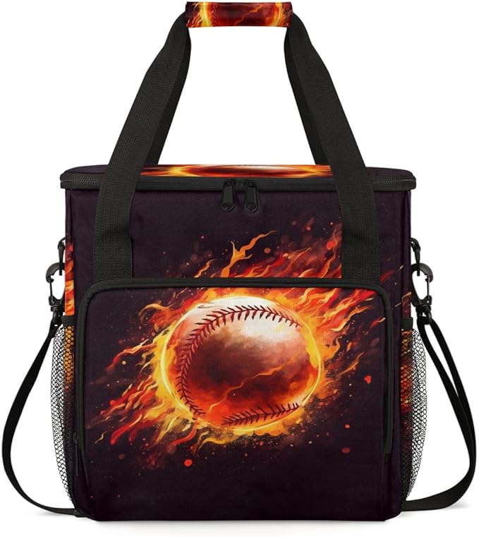 Flame Baseball Coffee Maker Carrying Bag Fire Baseball Travel Storage Bag Compatible with K-Mini or K-Mini Plus Single Serve Coffee Brewer Carrying Case with Multiple Pockets &amp Shoulder Strap