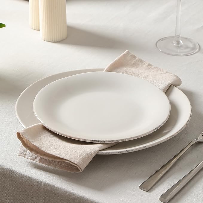 Stone Lain Essence 12-Piece Dinnerware Set Stoneware Plates and Bowls Set Dishwasher and Microwave Safe Dish Set for 4 White