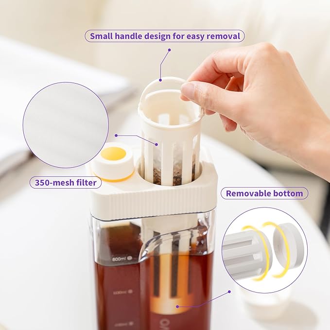 MAVO Cold Brew Coffee Maker 27oz Iced Coffee Maker and Tea Brewer Fine Mesh Filter Leak-Proof Seal Removable Design for Easy Cleaning Durable Tritan Material Space Saving - Home and Camping
