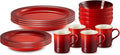 Le Creuset Stoneware Dinnerware Set 16 pc. Cerise