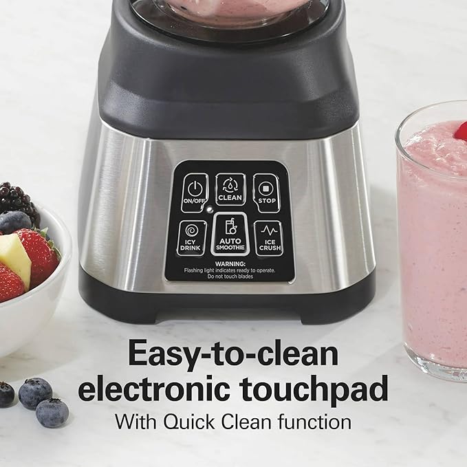 Electronic Countertop Blender with Auto Smoothie Program 48 oz Glass Jar 850W Peak Power Multi-Function Touch Controls