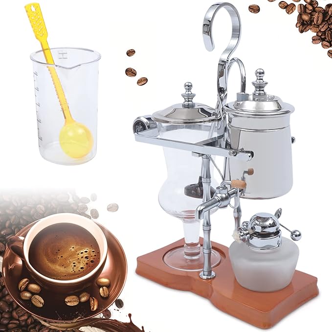 Family Balance Siphon Syphon Coffee Maker Siphon Brewer Elegant Retro-Style Design Sliver (Sliver)